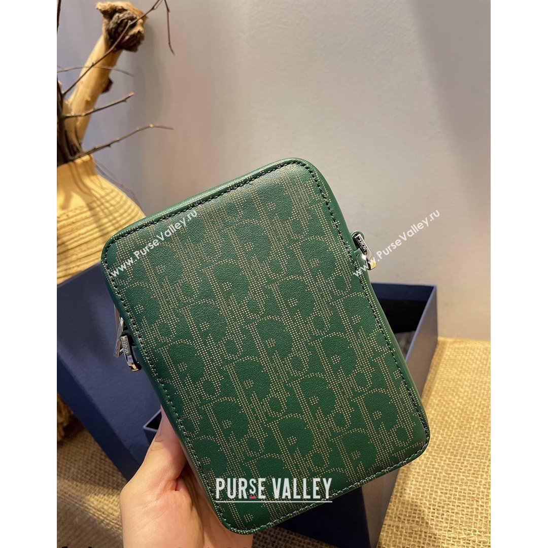 Dior Mens World Tour Messenger Pouch in Green Oblique Galaxy Leather 2021 (XXG-21090735)