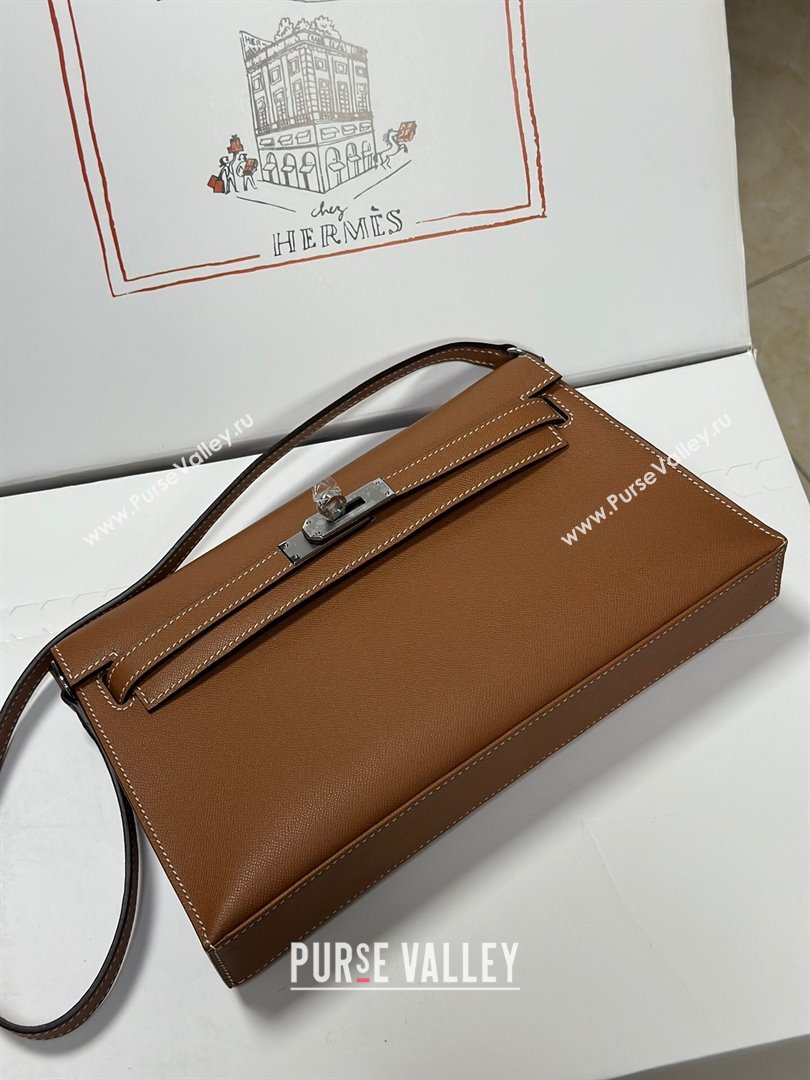 Hermes Kelly Elan Bag in Madame Leather Brown/Silver 2024(Half Handmade) (JIMMY-24022204)