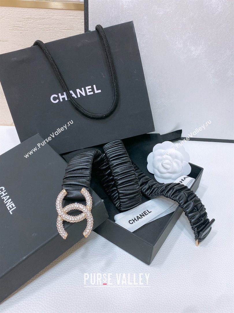 Chanel Stretch Calfskin Belt 3cm CH102911 Black/Gold 2024 (YANG-24102911)