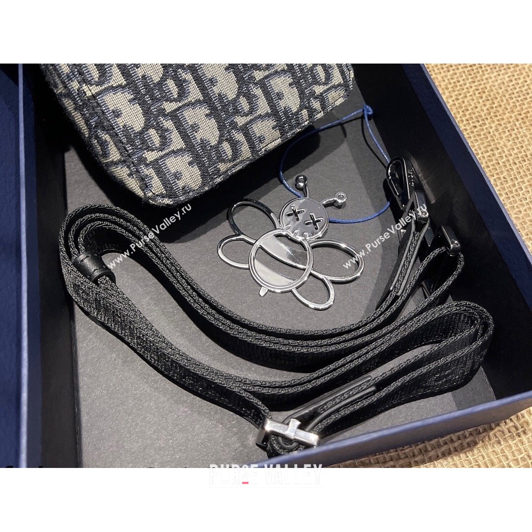 Dior Mens World Tour Messenger Pouch in Blue Oblique Galaxy Canvas 2021 (XXG-21090737)