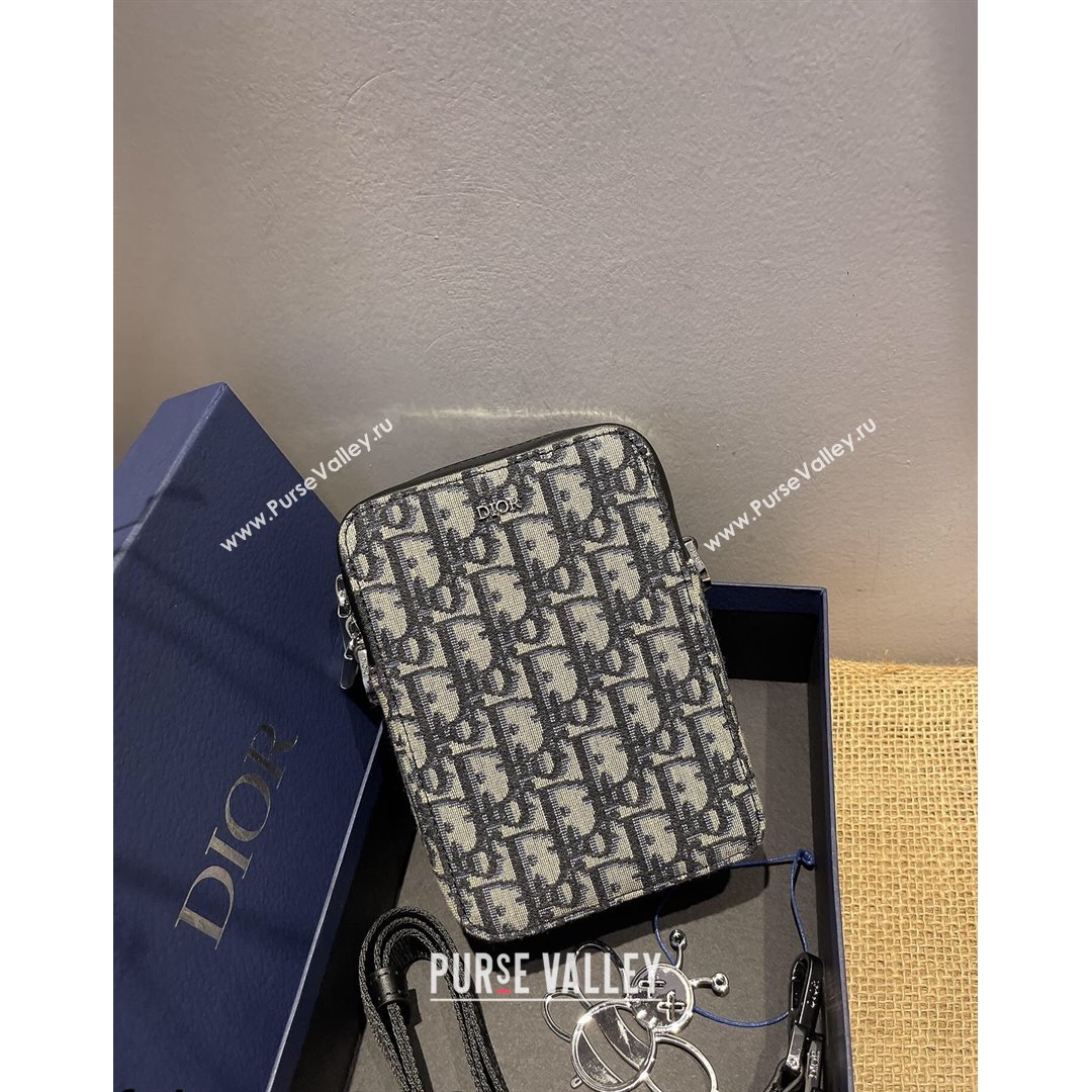 Dior Mens World Tour Messenger Pouch in Blue Oblique Galaxy Canvas 2021 (XXG-21090737)