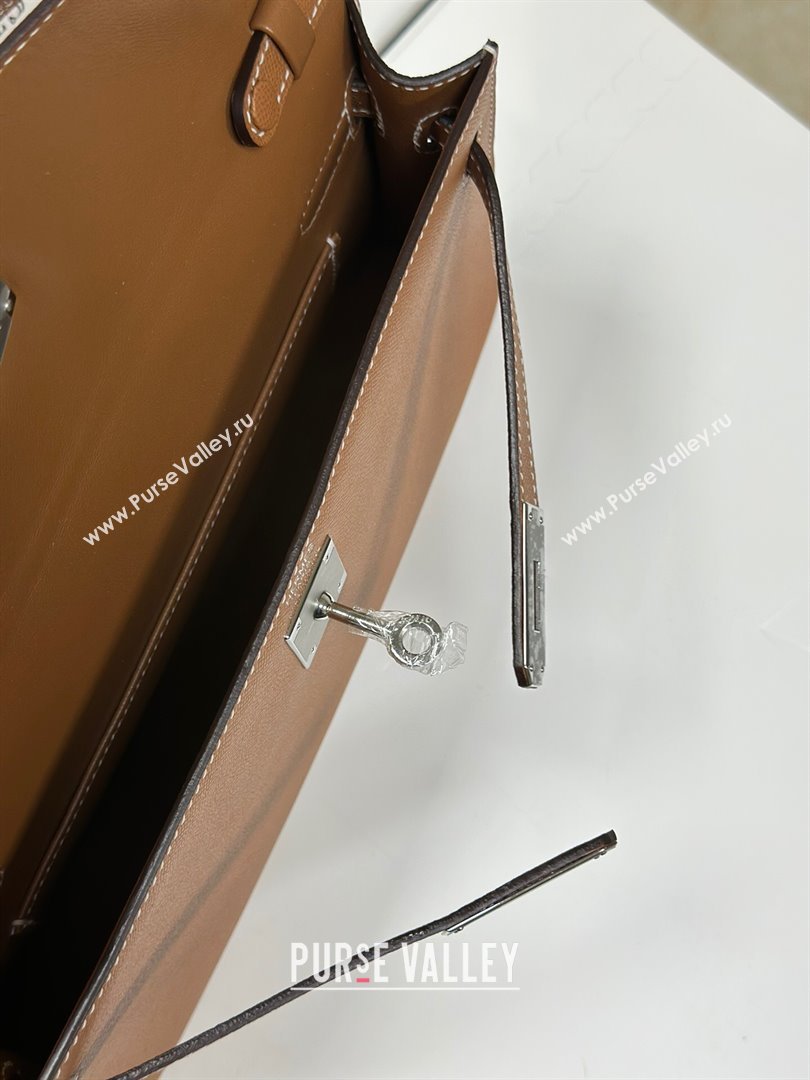 Hermes Kelly Elan Bag in Madame Leather Brown/Silver 2024(Half Handmade) (JIMMY-24022204)