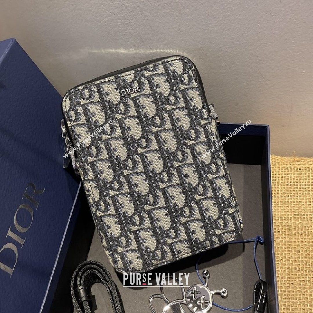 Dior Mens World Tour Messenger Pouch in Blue Oblique Galaxy Canvas 2021 (XXG-21090737)