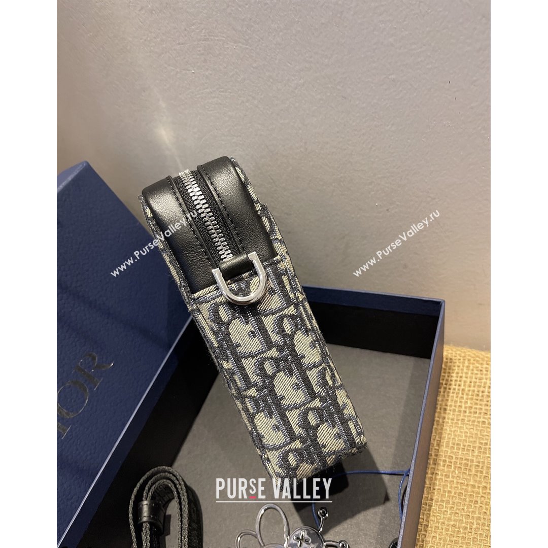 Dior Mens World Tour Messenger Pouch in Blue Oblique Galaxy Canvas 2021 (XXG-21090737)