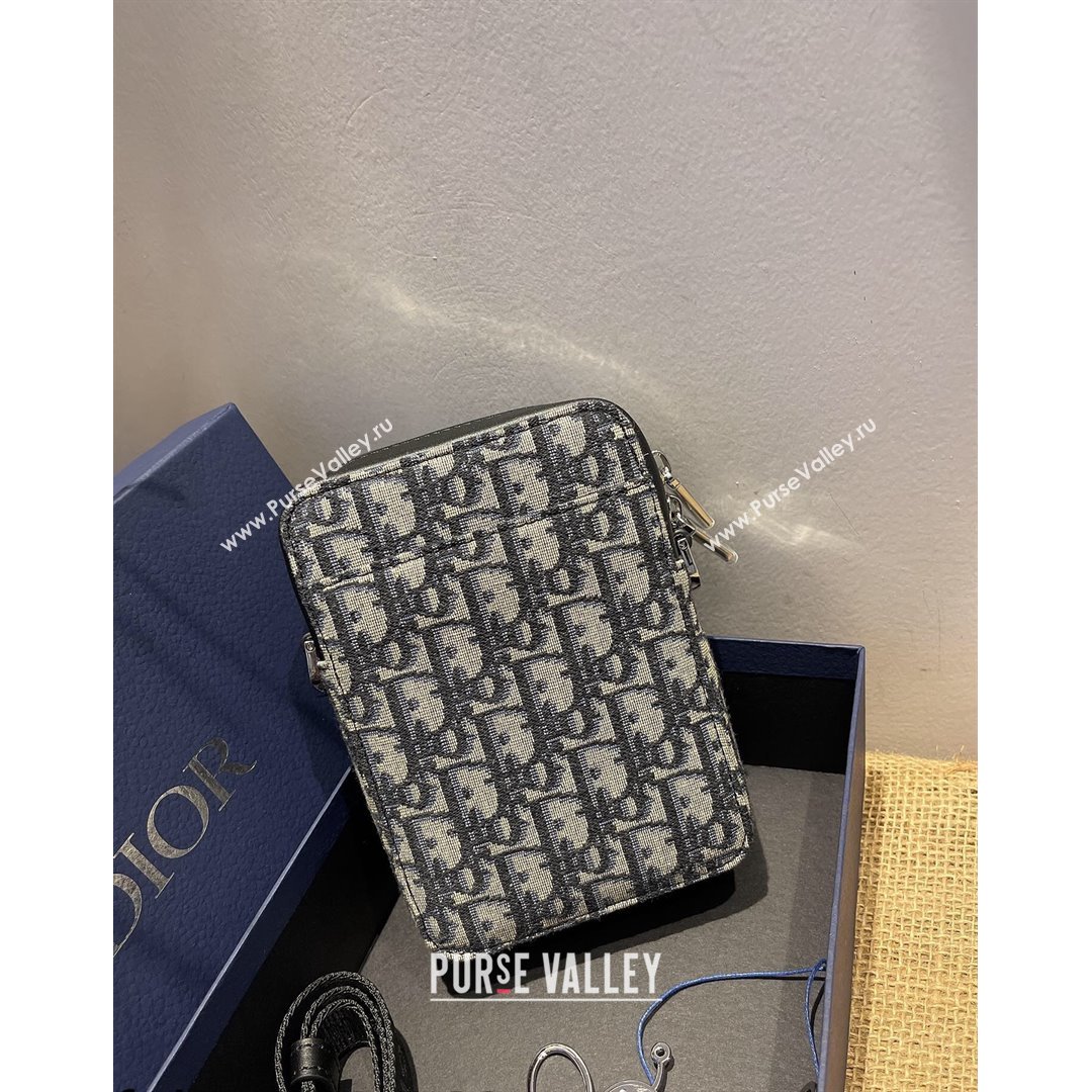 Dior Mens World Tour Messenger Pouch in Blue Oblique Galaxy Canvas 2021 (XXG-21090737)