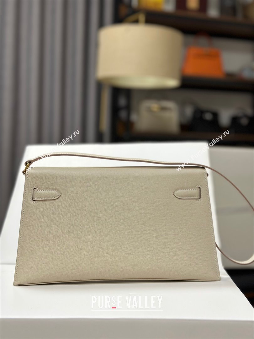 Hermes Kelly Elan Bag in Madame Leather Milkshake White/Gold 2024(Half Handmade) (JIMMY-24022211)