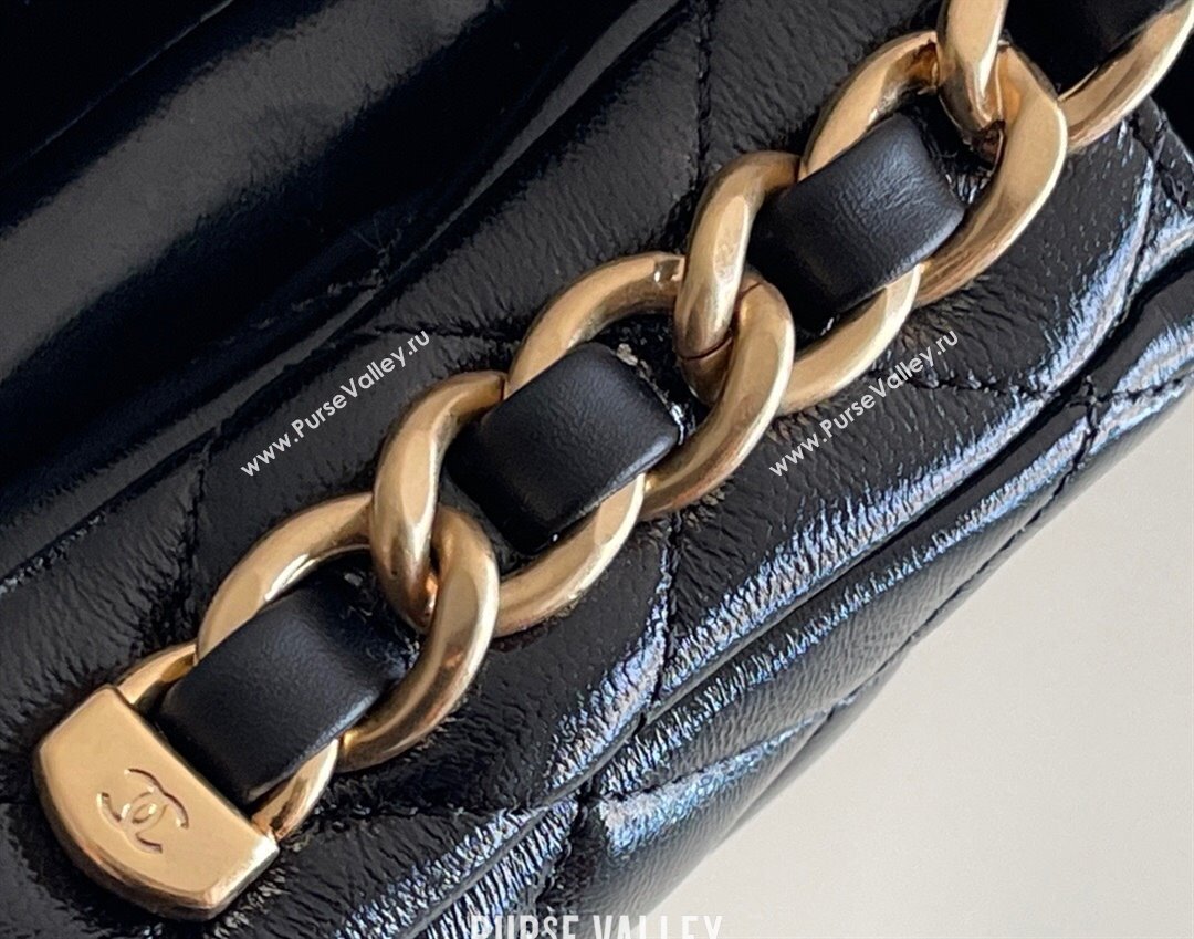 Chanel Shiny Lambskin Mini Flap Bag with Top Handle AS4992 Black 2024 Top Quality (MHE-24091308)