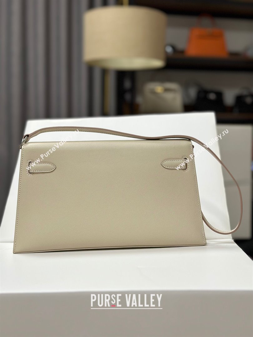 Hermes Kelly Elan Bag in Madame Leather Milkshake White/Silver 2024(Half Handmade) (JIMMY-24022212)