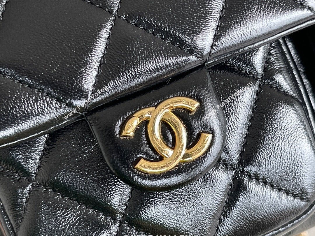 Chanel Shiny Lambskin Flap Bag with Top Handle and Pocket AS4993 Black 2024 Top Quality (MHE-24091307)