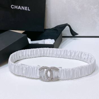 Chanel Stretch Calfskin Belt 3cm CH102912 White/Silver 2024 (YANG-24102912)