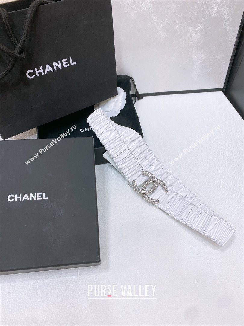 Chanel Stretch Calfskin Belt 3cm CH102912 White/Silver 2024 (YANG-24102912)