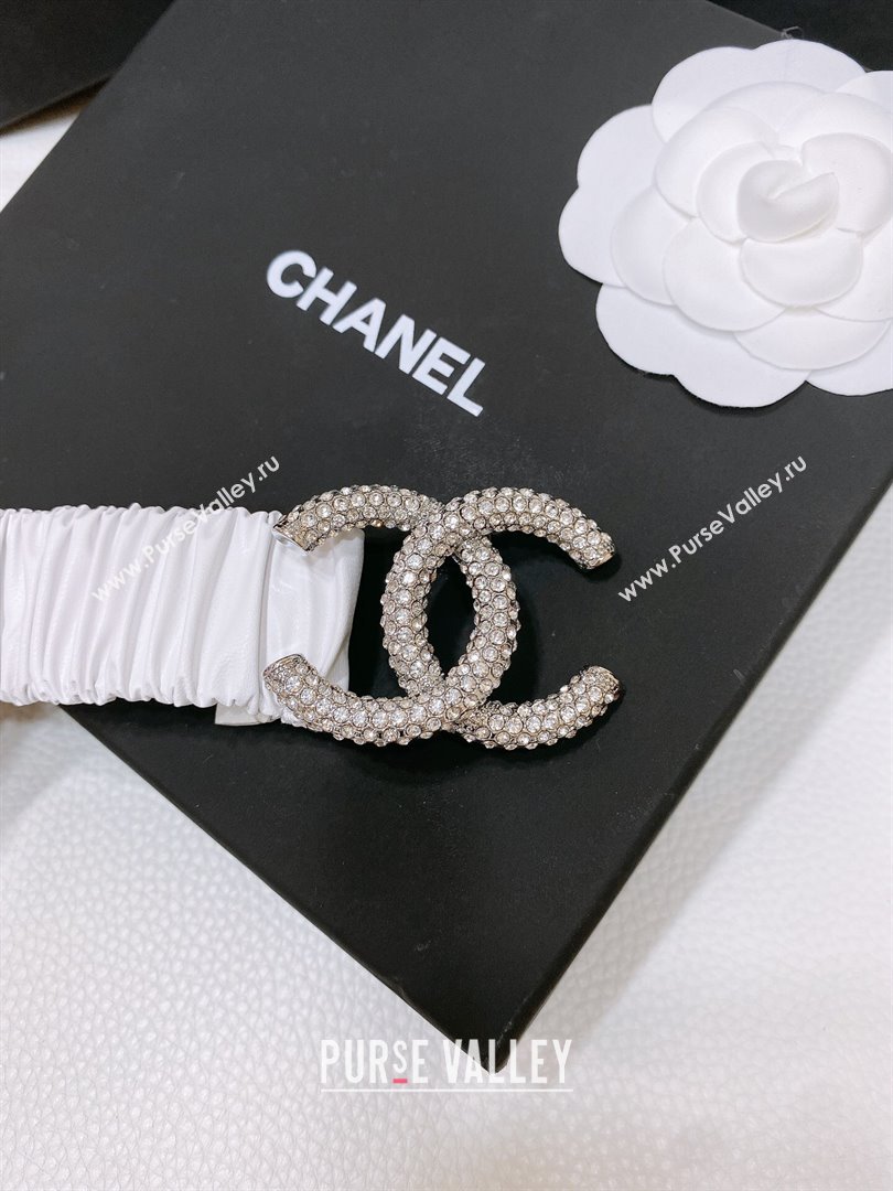 Chanel Stretch Calfskin Belt 3cm CH102912 White/Silver 2024 (YANG-24102912)