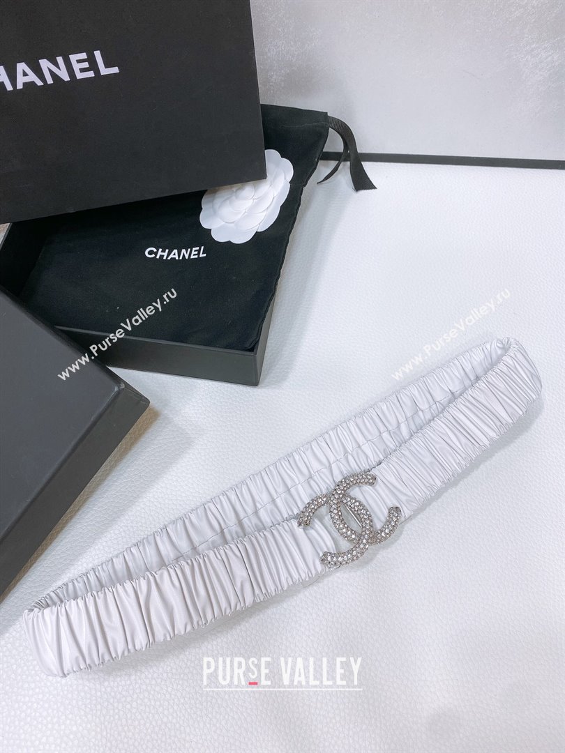 Chanel Stretch Calfskin Belt 3cm CH102912 White/Silver 2024 (YANG-24102912)