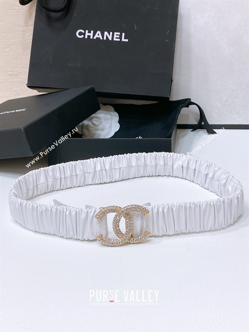 Chanel Stretch Calfskin Belt 3cm CH102915 White/Gold 2024 (YANG-24102915)