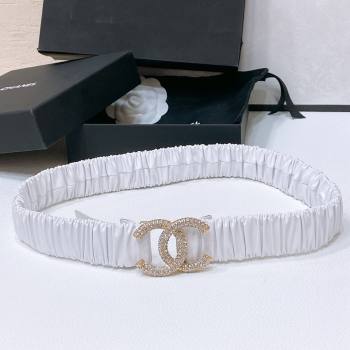 Chanel Stretch Calfskin Belt 3cm CH102915 White/Gold 2024 (YANG-24102915)