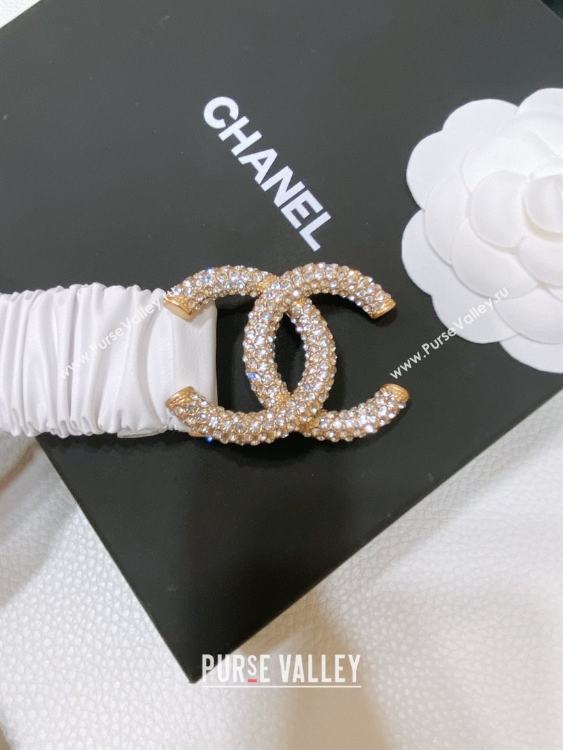 Chanel Stretch Calfskin Belt 3cm CH102915 White/Gold 2024 (YANG-24102915)