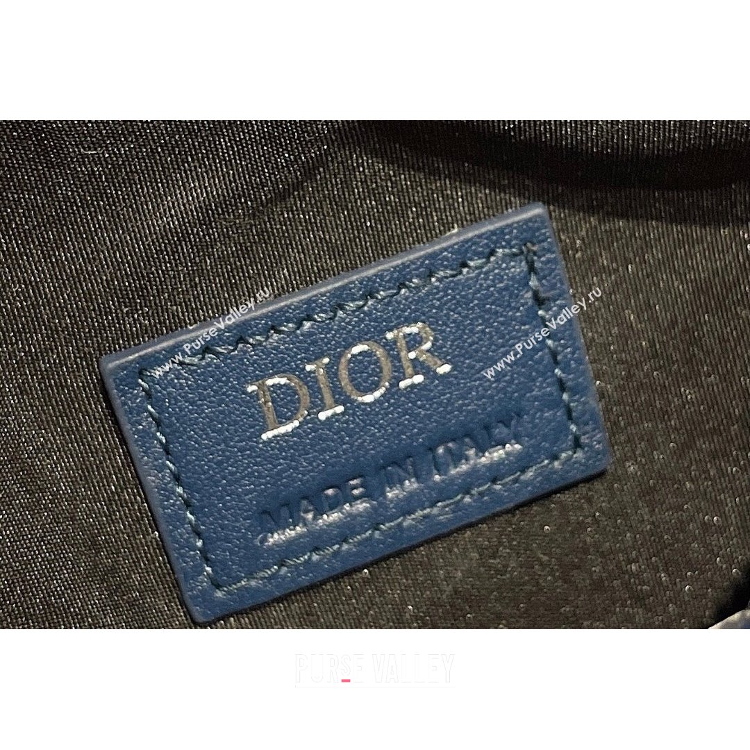 Dior Mens World Tour Saddle Belt Bag in Navy Blue Oblique Galaxy Leather 2021 (XXG-21090738)
