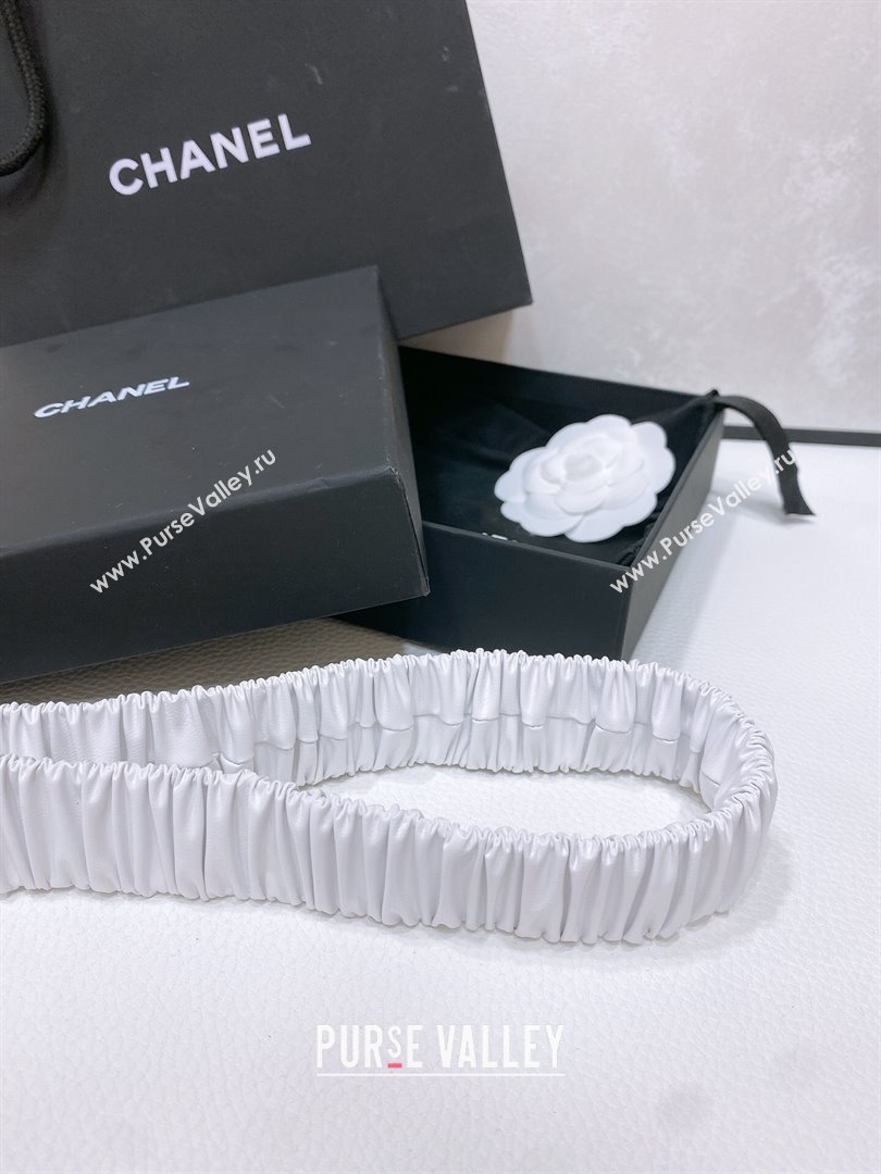 Chanel Stretch Calfskin Belt 3cm CH102915 White/Gold 2024 (YANG-24102915)