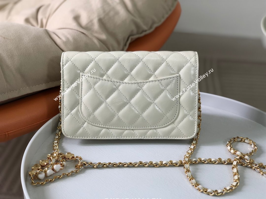 Chanel Shiny Lambskin Wallet On Chain WOC AP3785 White 2024 (SM-24042604)