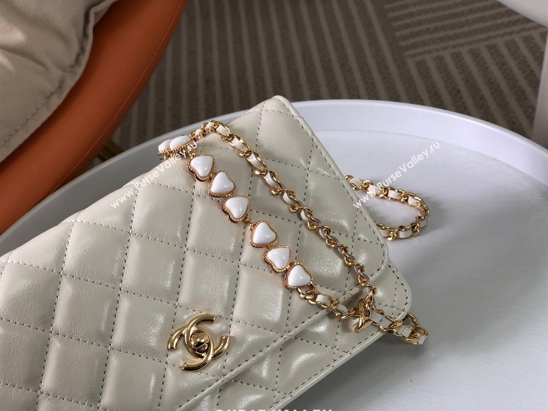 Chanel Shiny Lambskin Wallet On Chain WOC AP3785 White 2024 (SM-24042604)