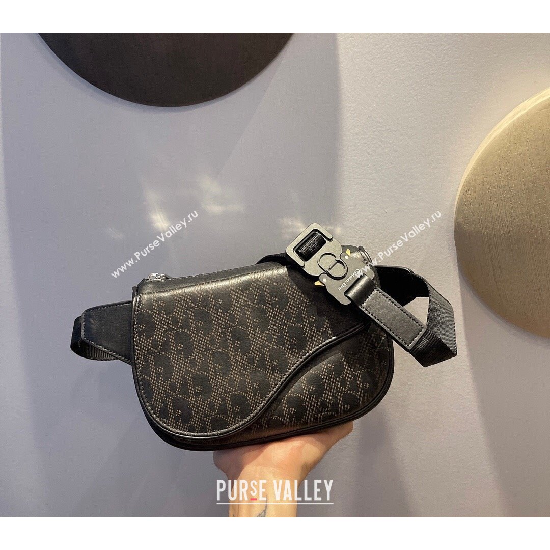 Dior Mens World Tour Saddle Belt Bag in Black Oblique Galaxy Leather 2021 (XXG-21090739)
