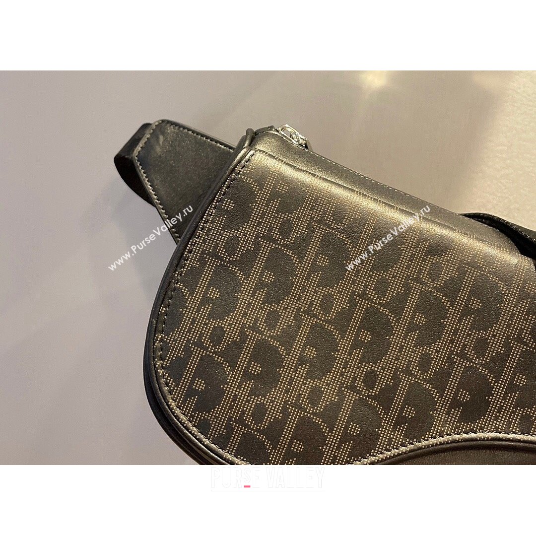 Dior Mens World Tour Saddle Belt Bag in Black Oblique Galaxy Leather 2021 (XXG-21090739)