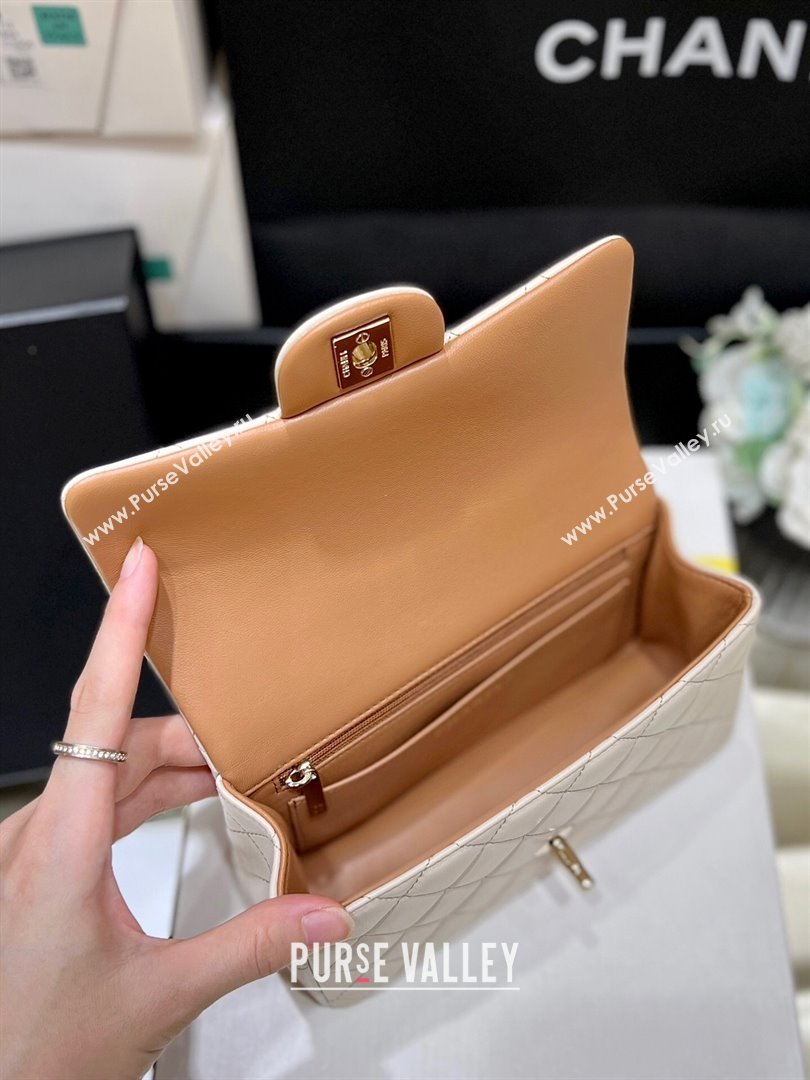 Chanel Lambskin Mini Flap Bag with Top Handle AS2431 Beige/Brown 2024 Top Quality (SHUNY-24091306)