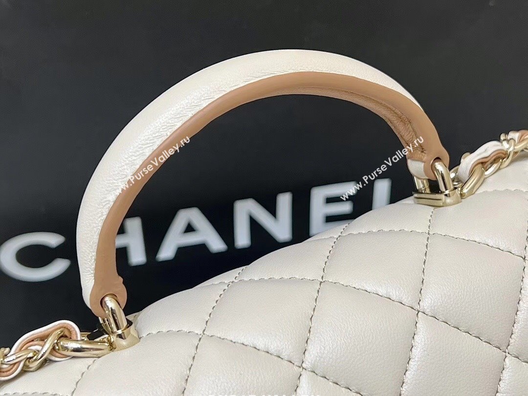 Chanel Lambskin Mini Flap Bag with Top Handle AS2431 Beige/Brown 2024 Top Quality (SHUNY-24091306)