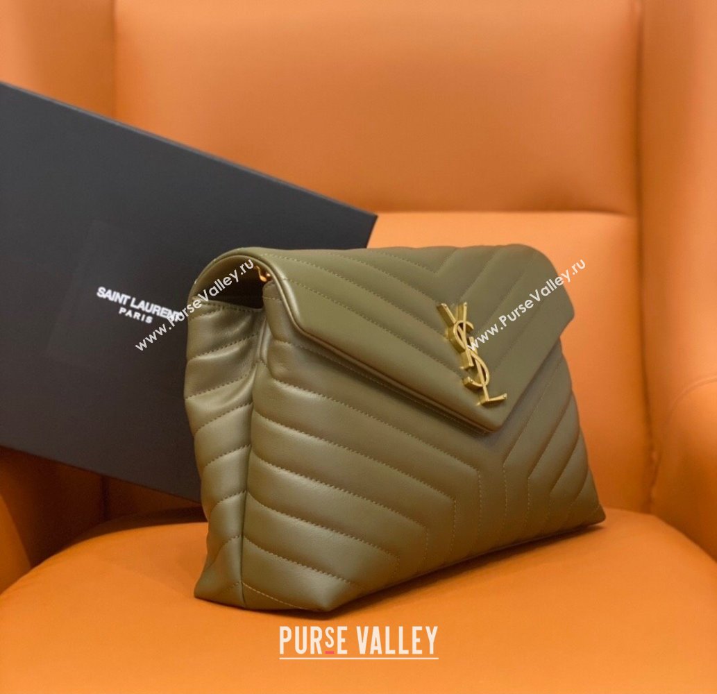 Saint Laurent Large Loulou Bag in "Y" Leather 459749 Army Green/Gold 2024 (DL-24060421)