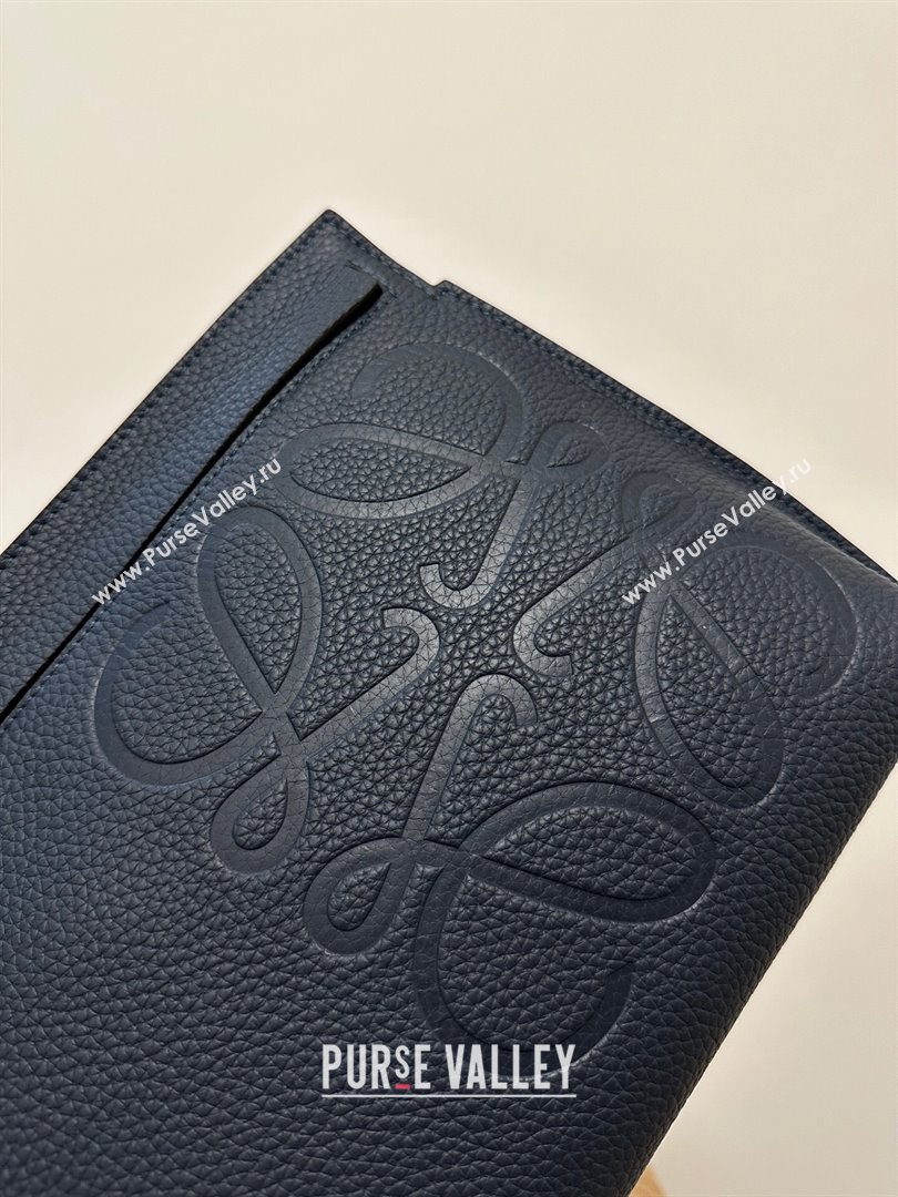 Loewe T Pouch in Grained Calfskin Navy Blue 2023 TOP (KEKE-23122701)