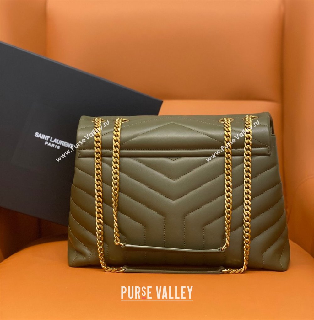 Saint Laurent Large Loulou Bag in "Y" Leather 459749 Army Green/Gold 2024 (DL-24060421)