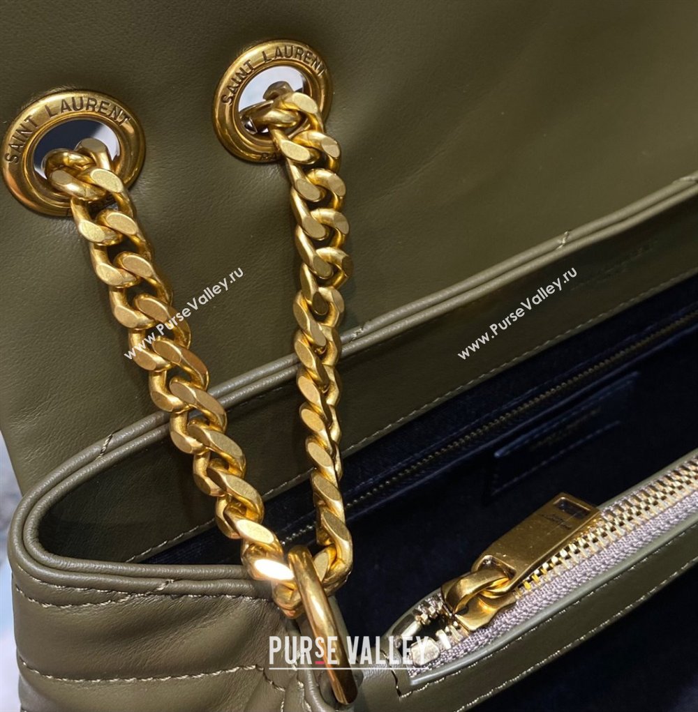 Saint Laurent Large Loulou Bag in "Y" Leather 459749 Army Green/Gold 2024 (DL-24060421)