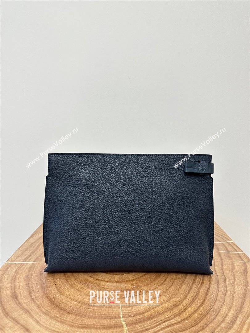 Loewe T Pouch in Grained Calfskin Navy Blue 2023 TOP (KEKE-23122701)