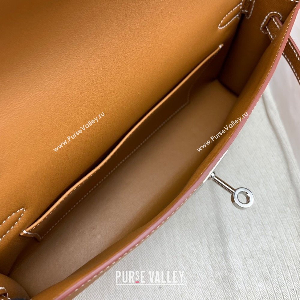 Hermes Kelly Elan Bag in Chevre Leather Brown/Silver 2024(Handmade) (XYA-24022214)