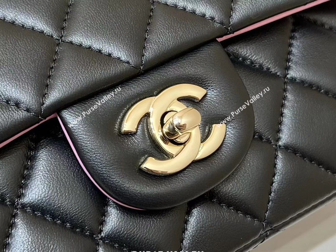 Chanel Lambskin Mini Flap Bag with Top Handle AS2431 Black/Pink 2024 Top Quality (SHUNY-24091305)