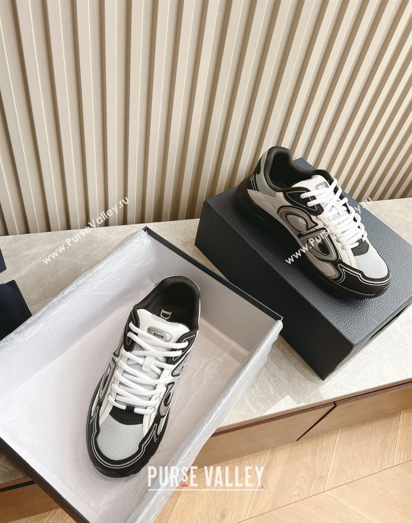 Dior B30 Sneakers in CD Mesh and Technical Fabric White/Grey/Black 2024 090502 (HQG-240905028)