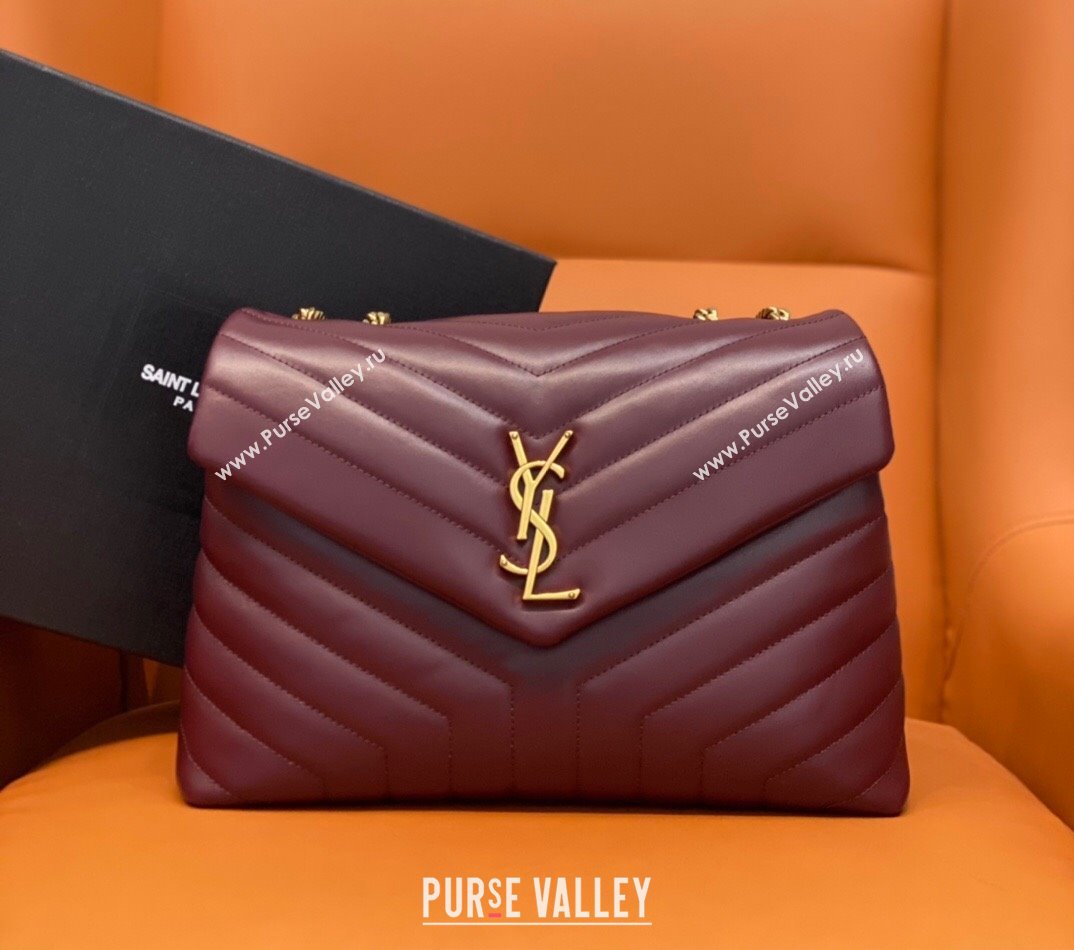 Saint Laurent Large Loulou Bag in "Y" Leather 459749 Burgundy/Gold 2024 (DL-24060422)