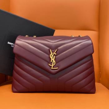 Saint Laurent Large Loulou Bag in "Y" Leather 459749 Burgundy/Gold 2024 (DL-24060422)