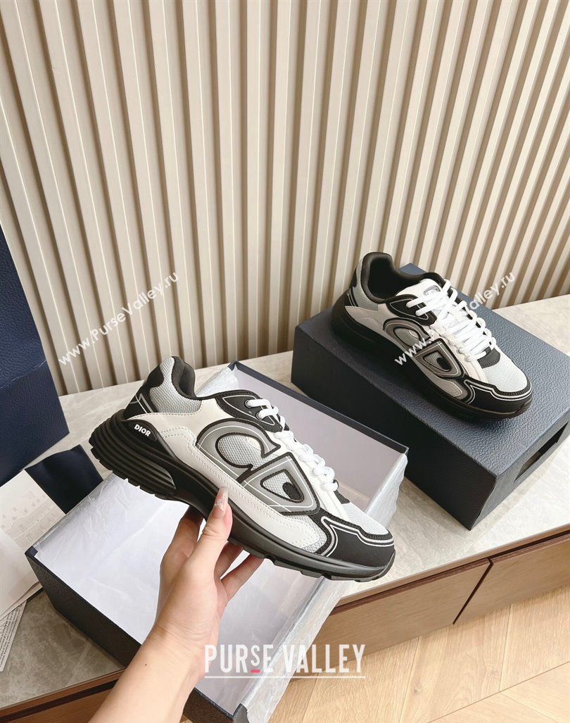 Dior B30 Sneakers in CD Mesh and Technical Fabric White/Grey/Black 2024 090502 (HQG-240905028)