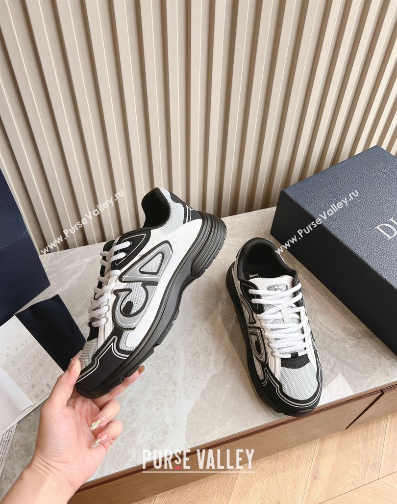 Dior B30 Sneakers in CD Mesh and Technical Fabric White/Grey/Black 2024 090502 (HQG-240905028)