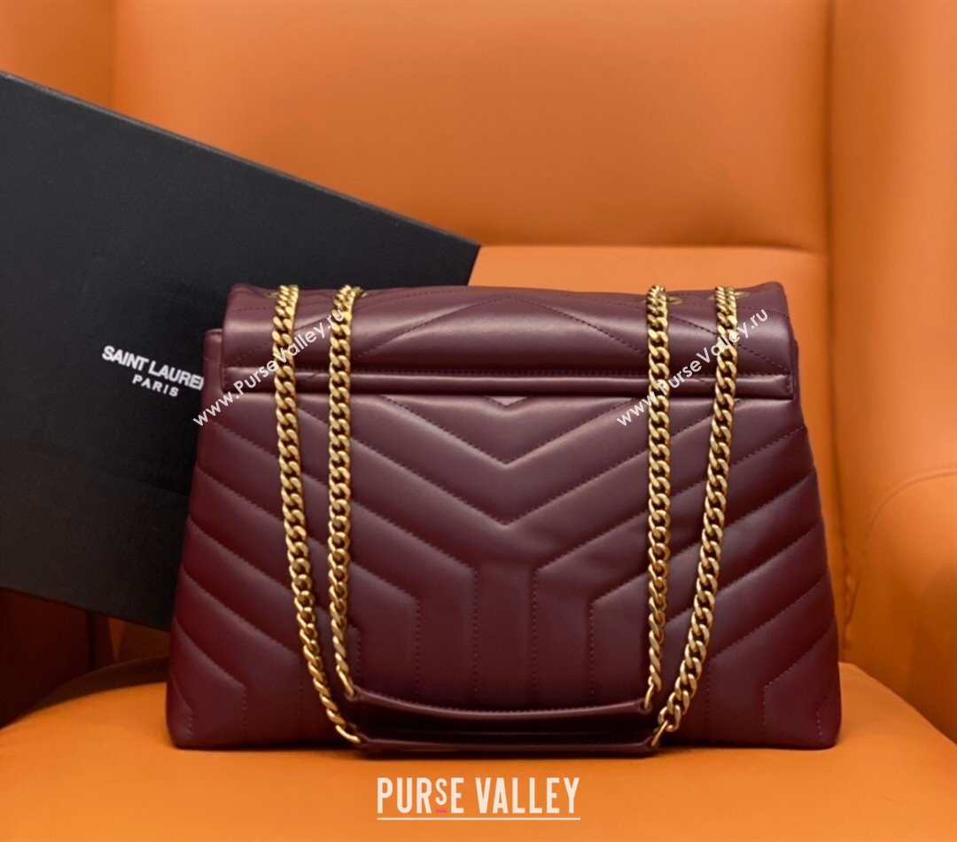 Saint Laurent Large Loulou Bag in "Y" Leather 459749 Burgundy/Gold 2024 (DL-24060422)