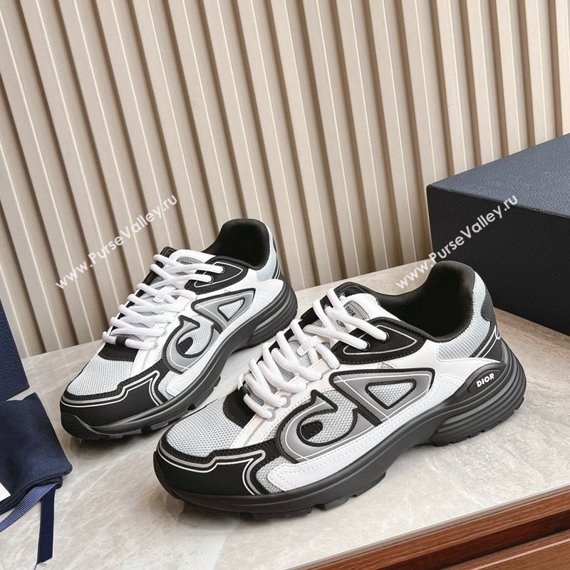 Dior B30 Sneakers in CD Mesh and Technical Fabric White/Grey/Black 2024 090502 (HQG-240905028)