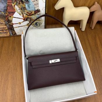 Hermes Kelly Elan Bag in Chevre Leather Burgundy/Silver 2024(Handmade) (XYA-24022215)