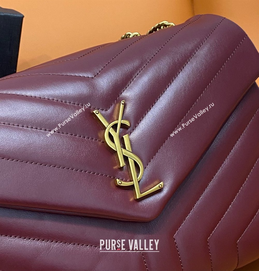 Saint Laurent Large Loulou Bag in "Y" Leather 459749 Burgundy/Gold 2024 (DL-24060422)