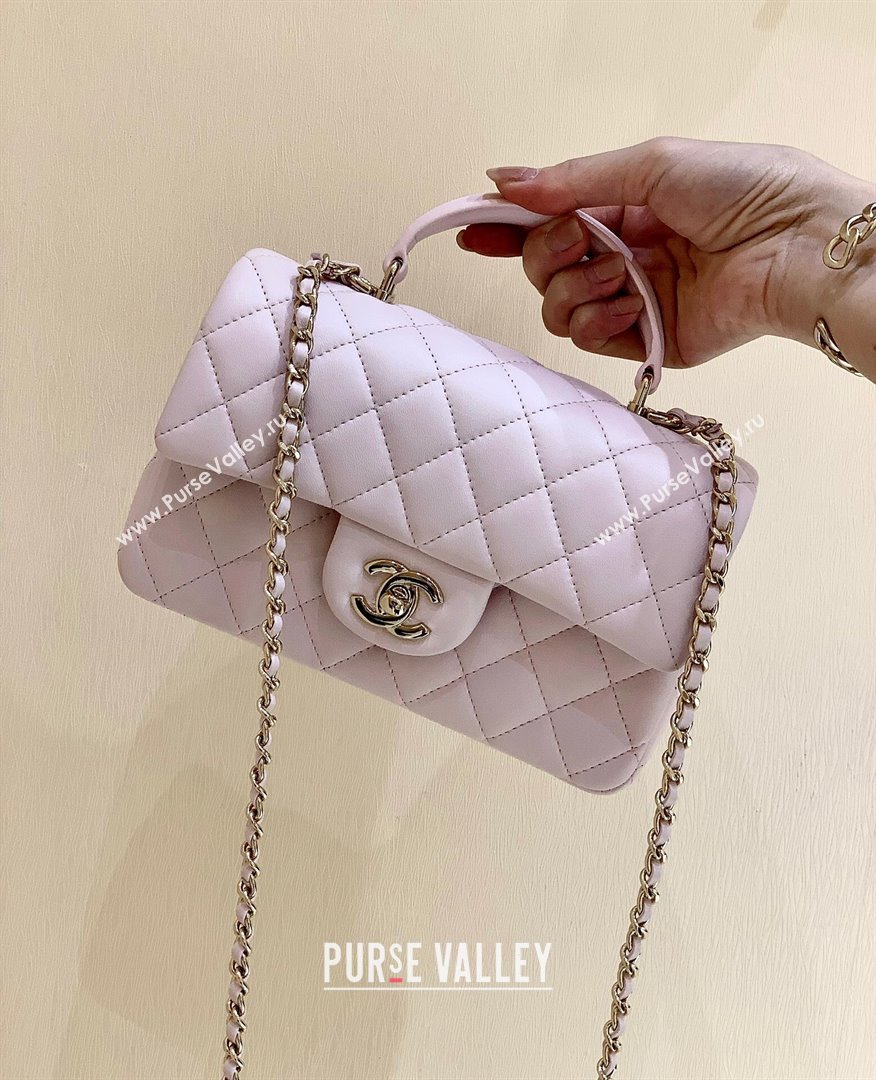 Chanel Lambskin Mini Flap Bag with Top Handle AS2431 Light Pink 2024 Top Quality (SHUNY-24091304)