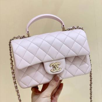 Chanel Lambskin Mini Flap Bag with Top Handle AS2431 Light Pink 2024 Top Quality (SHUNY-24091304)