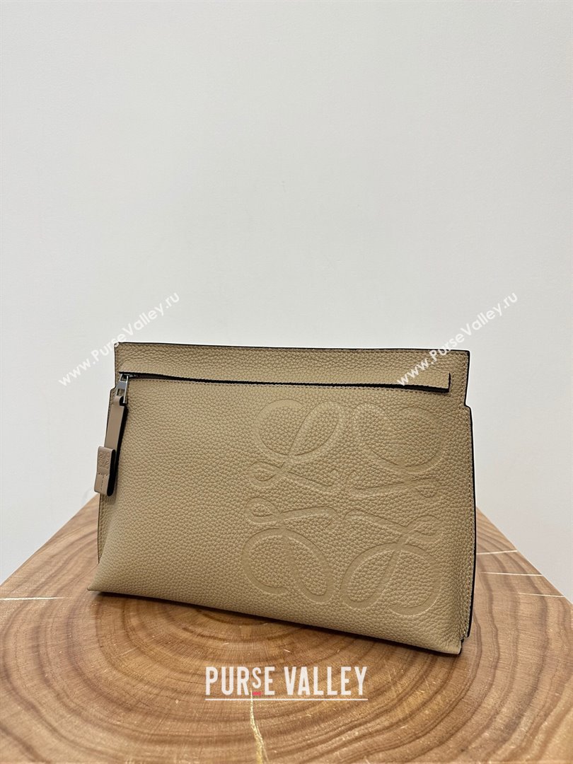 Loewe T Pouch in Grained Calfskin Beige 2023 TOP (KEKE-23122702)