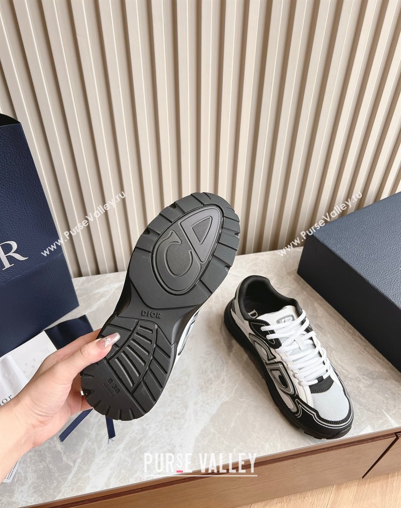 Dior B30 Sneakers in CD Mesh and Technical Fabric White/Grey/Black 2024 090502 (HQG-240905028)