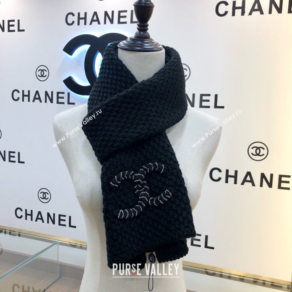 Chanel Cashmere Cashmere Scarf CH011007 Black 2025 Top Quality (WTZ-25011007)