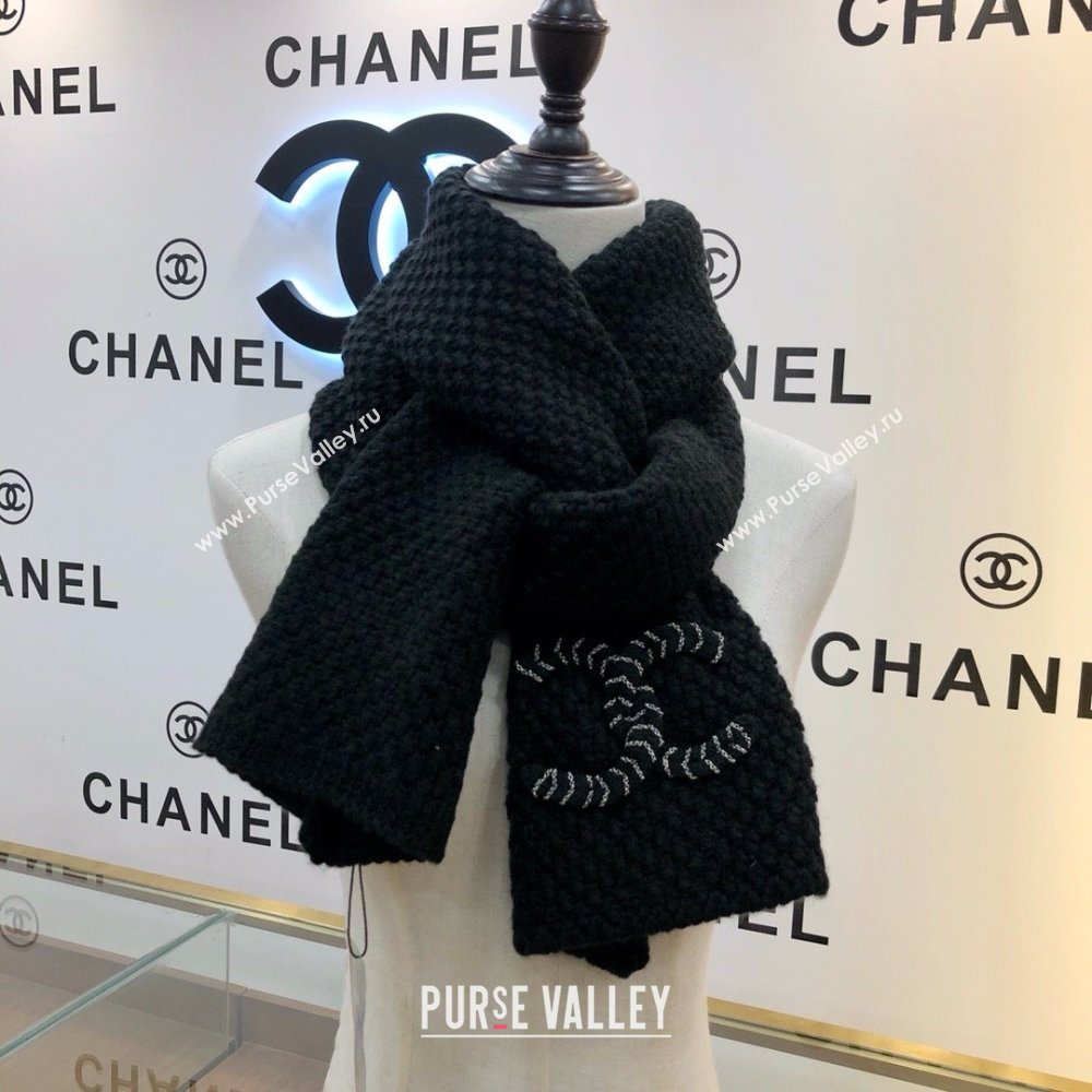 Chanel Cashmere Cashmere Scarf CH011007 Black 2025 Top Quality (WTZ-25011007)